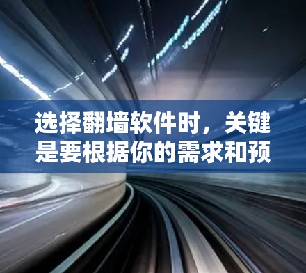 选择翻墙软件时，关键是要根据你的需求和预算来选择合适的工具。以下是一些常见的翻墙软件推荐，涵盖了多种需求和应用场景